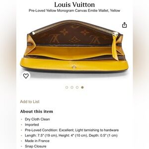 Classic Louis Vuitton Emilie wallet, no rips or tears